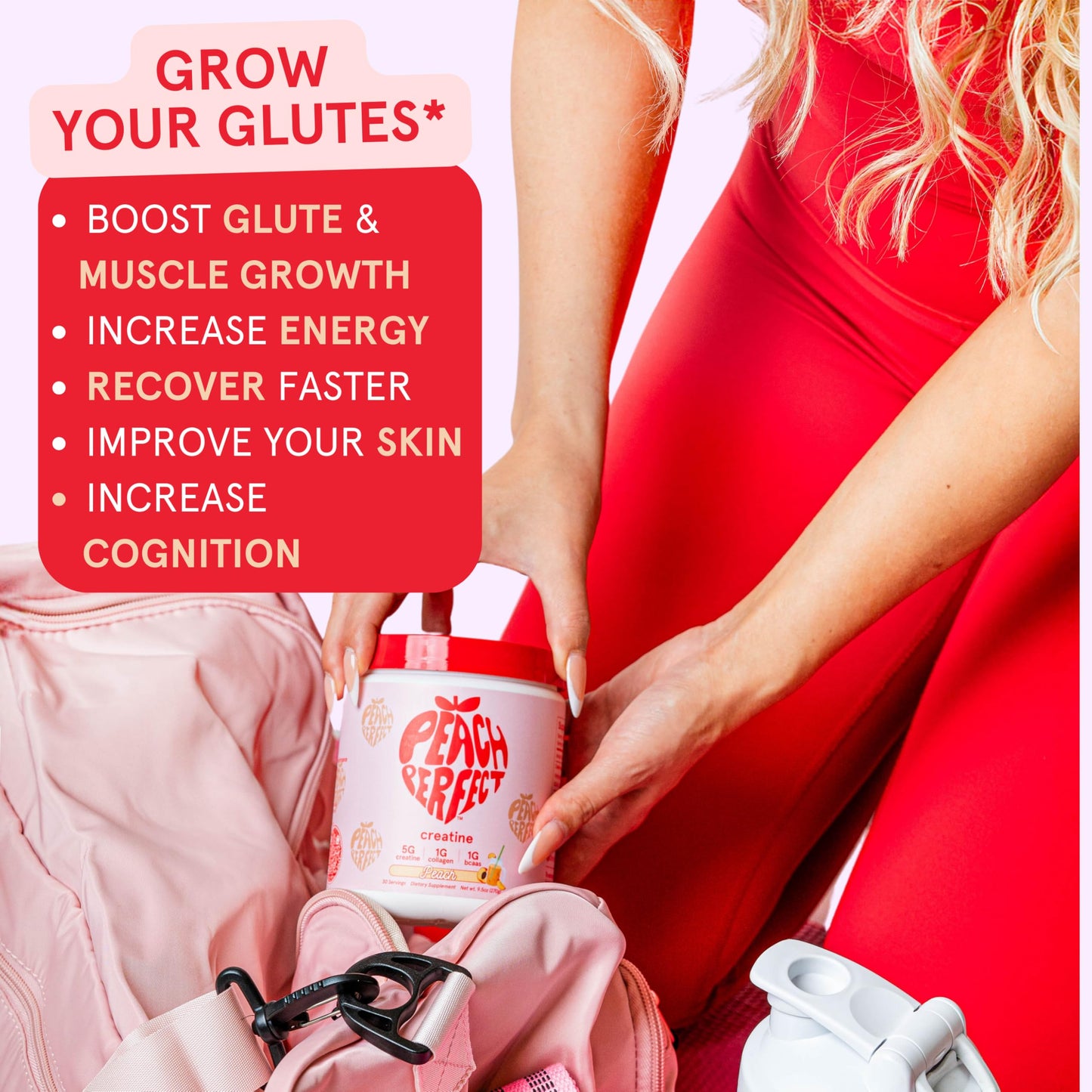 Peach Perfect Creatine Blend for Women – Micronized Creatine Monohydrate with BCAA & Collagen for Glute Strength Support – Strawberry Acai – 30 Servings Peach PerfectBuy Supplements Australia