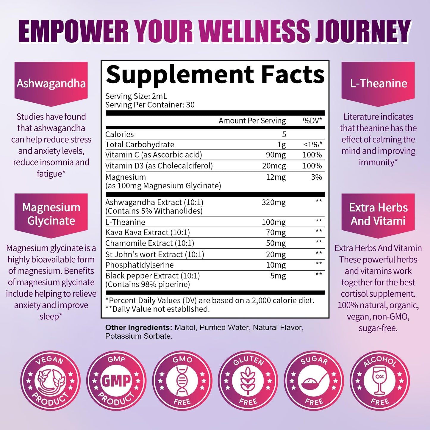 Lukaree Cortisol Supplements for Women, 10 in 1 Cortisol Reducer Detox with Ashwagandha, L-theanine, Kava Kava, Magnesium, Lower Cortisol, Mood, Focus, Sleep Support - 2 FL.OZ, Blueberry Flavor LukareeBuy Supplements Australia