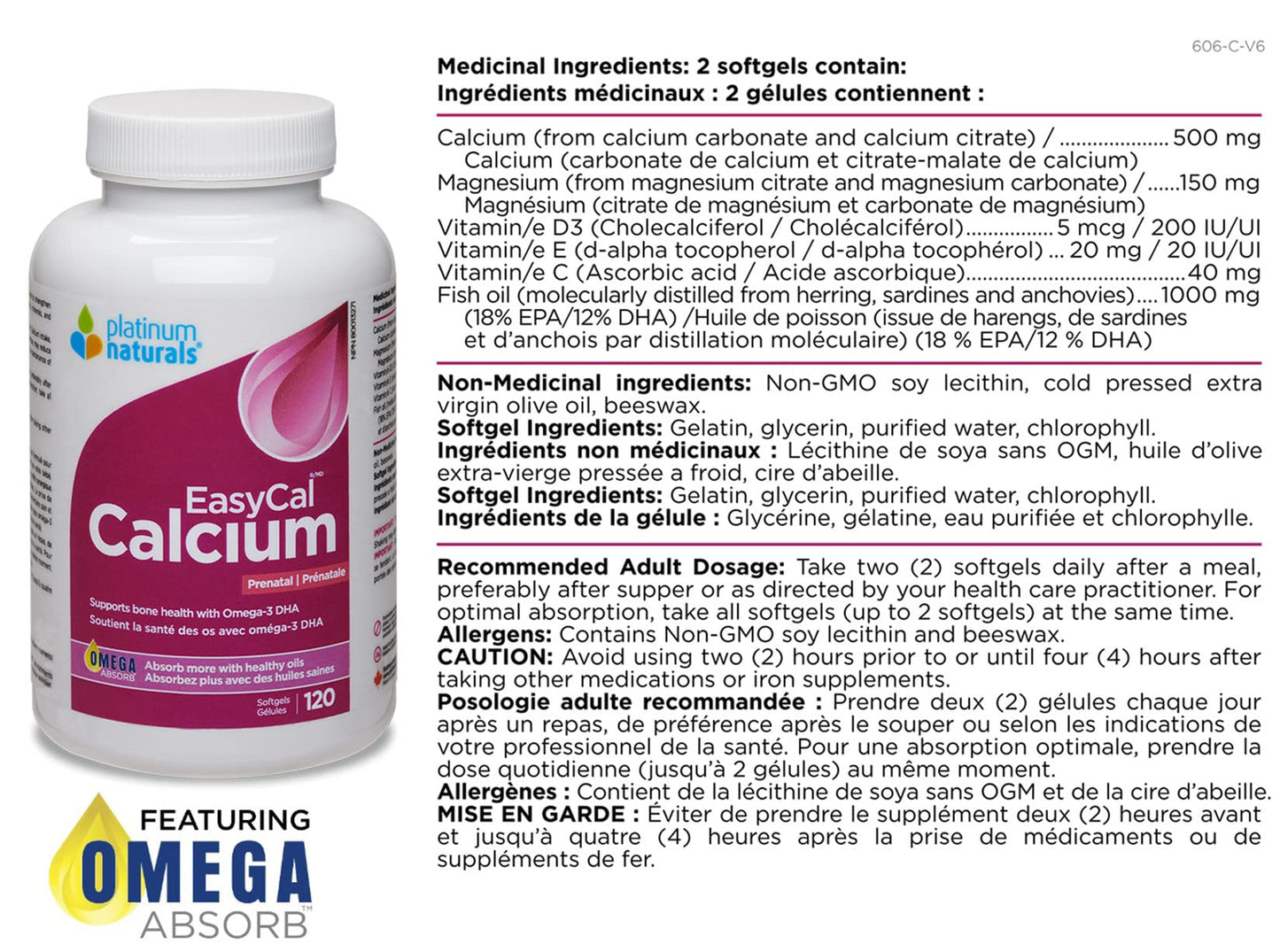 Platinum Naturals EasyCal Calcium Prenatal 120s My Store