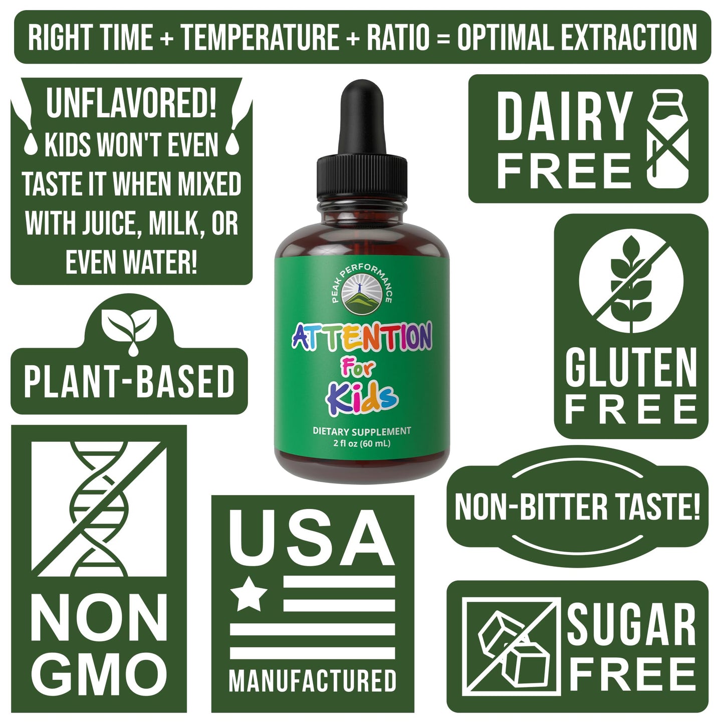 Kids Focus Drops. Attention Deficit Liquid Supplement for Concentration, Attention, Brain, Memory. No Bitter Taste. Natural Non-Habit Forming Sugar Free 7-in-1 Vegan Nootropic for Children, Teenagers Peak PerformanceBuy Supplements Australia