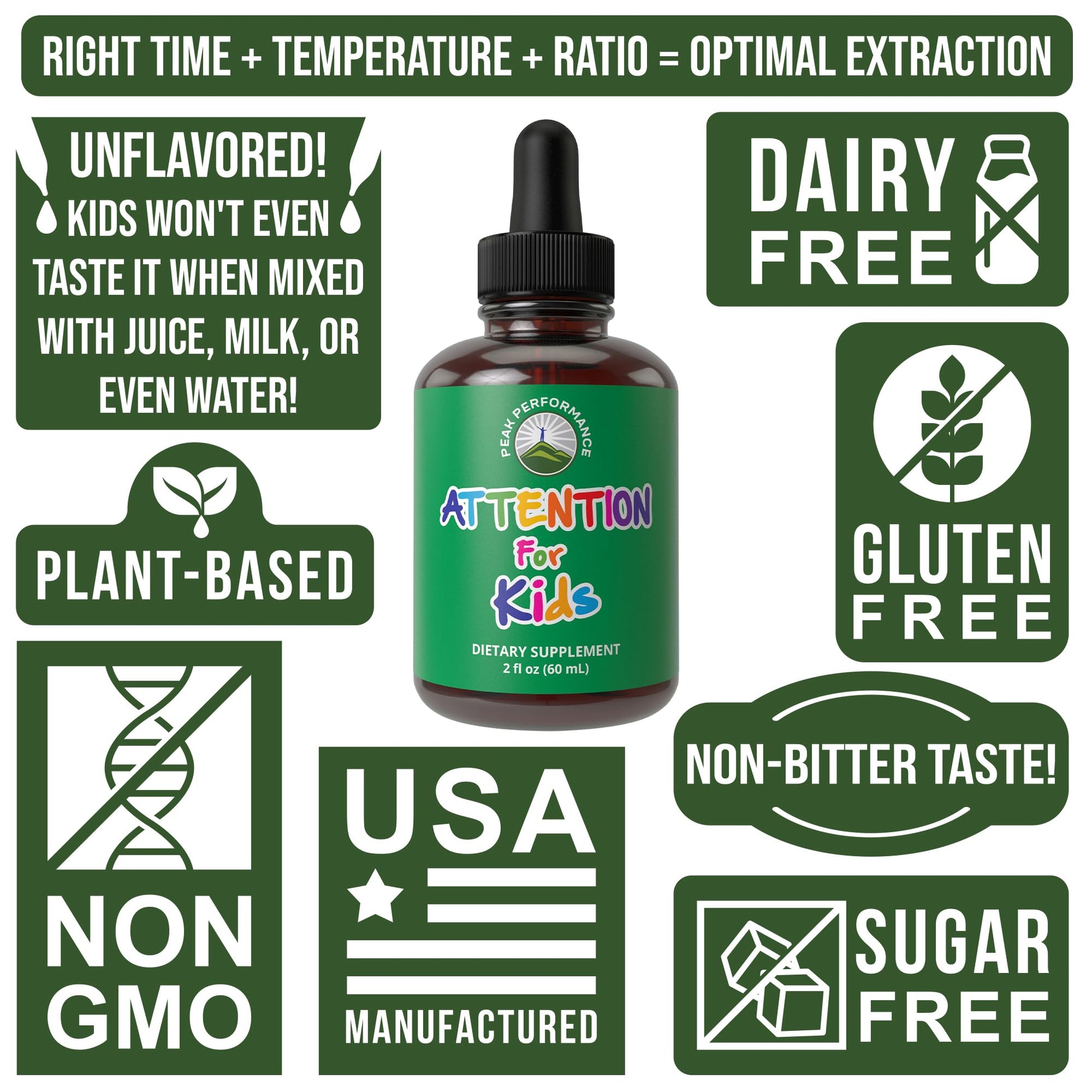 Kids Focus Drops. Attention Deficit Liquid Supplement for Concentration, Attention, Brain, Memory. No Bitter Taste. Natural Non-Habit Forming Sugar Free 7-in-1 Vegan Nootropic for Children, Teenagers Peak PerformanceBuy Supplements Australia