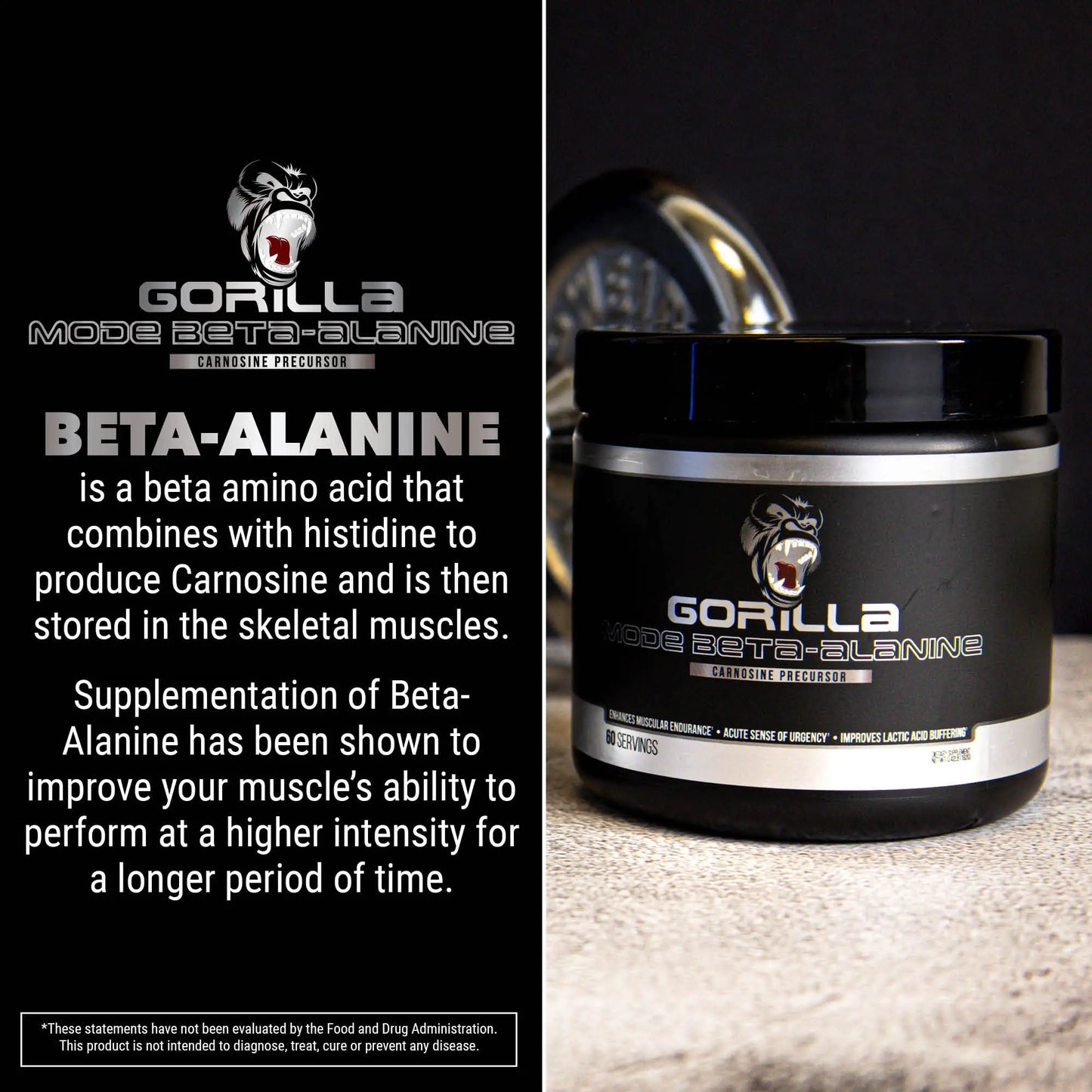 Gorilla Mode Beta-Alanine – Carnosine Precursor/Enhanced Muscular Endurance Gorilla Mind