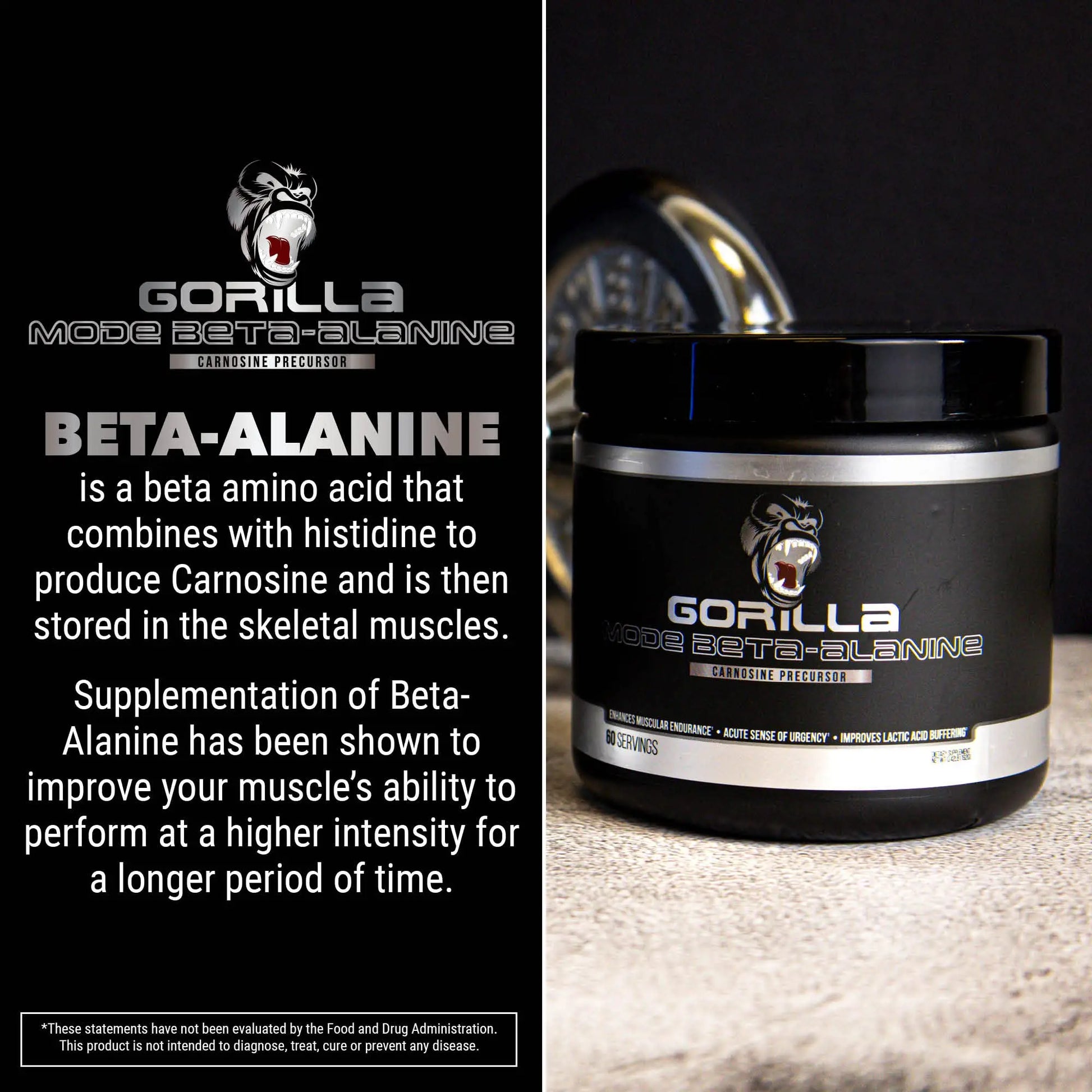 Gorilla Mode Beta-Alanine – Carnosine Precursor/Enhanced Muscular Endurance Gorilla Mind