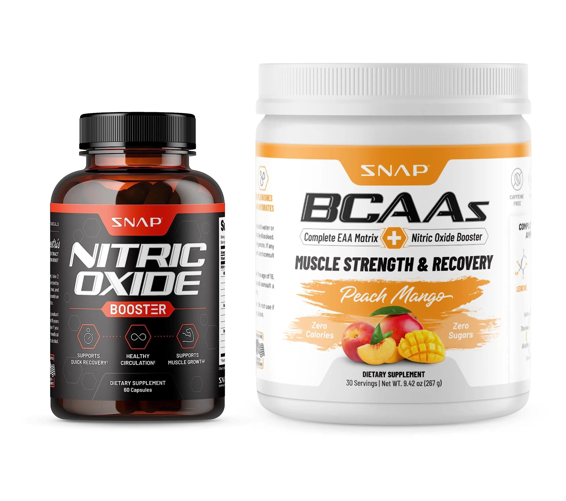 Snap Supplements Nitric Oxide Booster and BCAA Powder Snap Supplements
