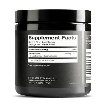 Toniiq Ultra High Purity NMN Powder - 100 Grams - 99.5% Highly Purified and Highly Bioavailable - Fully Stabilized Formula - Supports NAD+ Levels - Nicotinamide Mononucleotide Powder Supplement ToniiqBuy Supplements Australia