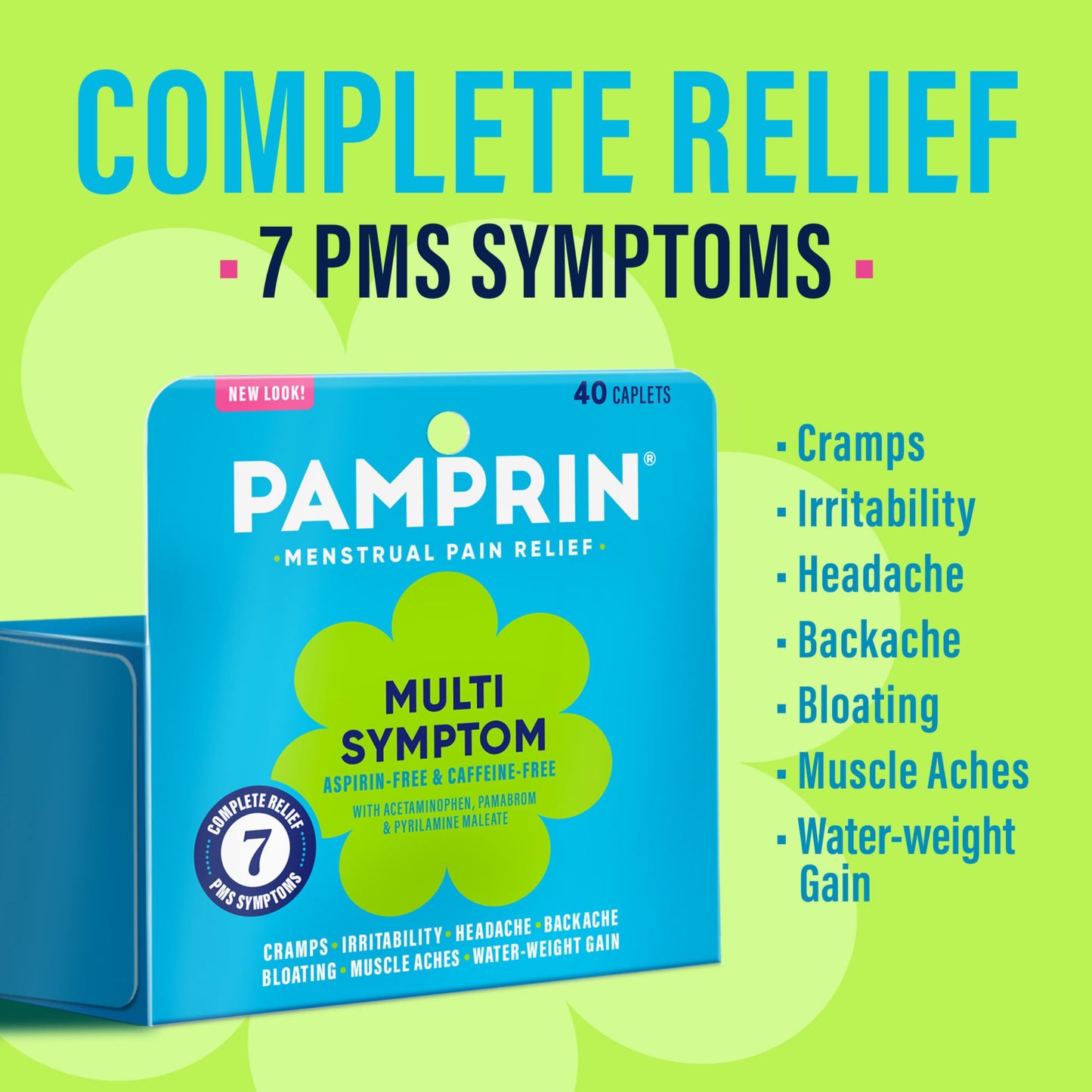 Pamprin Multi-Symptom Formula, with Acetaminophen, Menstrual Period Symptoms Relief including Cramps, Pain, Bloating, and Irritability 40 Caplets PamprinBuy Supplements Australia