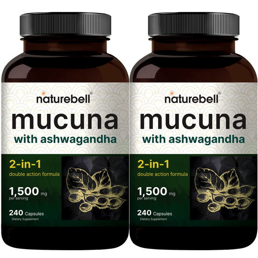 2 Pack NatureBell Mucuna Pruriens Capsules, 1500mg Per Serving, Made with Mucuna NatureBell