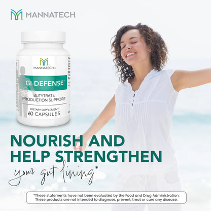 Mannatech Butyrate Supplement - Supports Gut Barrier Function, Intestinal Health, and Digestive Comfort - Promotes Short Chain Fatty Acid Production, Immune Support Supplement GI-Defense 60 Capsules Mannatech buy supplements Au