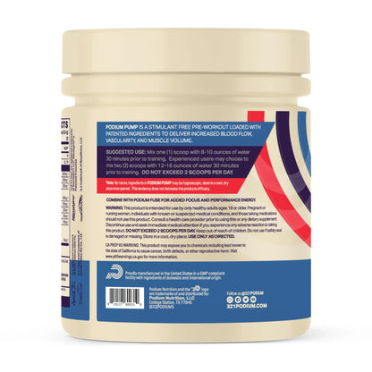 Podium Nutriton, Pump, Stimulant Free Pre-Workout, 40 Servings (Watermelon Mint) Podium Nutrition
