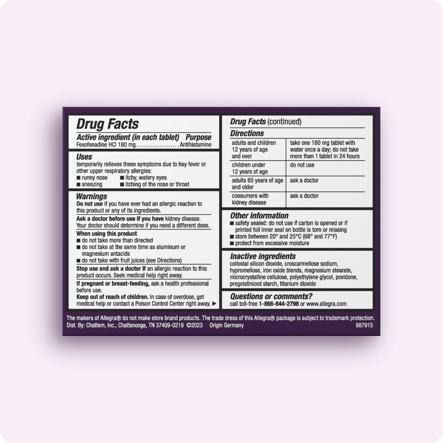 Allegra Adult 24-Hour Allergy Relief Tablets, Non-Drowsy Indoor and Outdoor Allergy Medicine, 180 mg Fexofenadine HCI Antihistamine Pill, 100-Count Allegra buy supplements Au