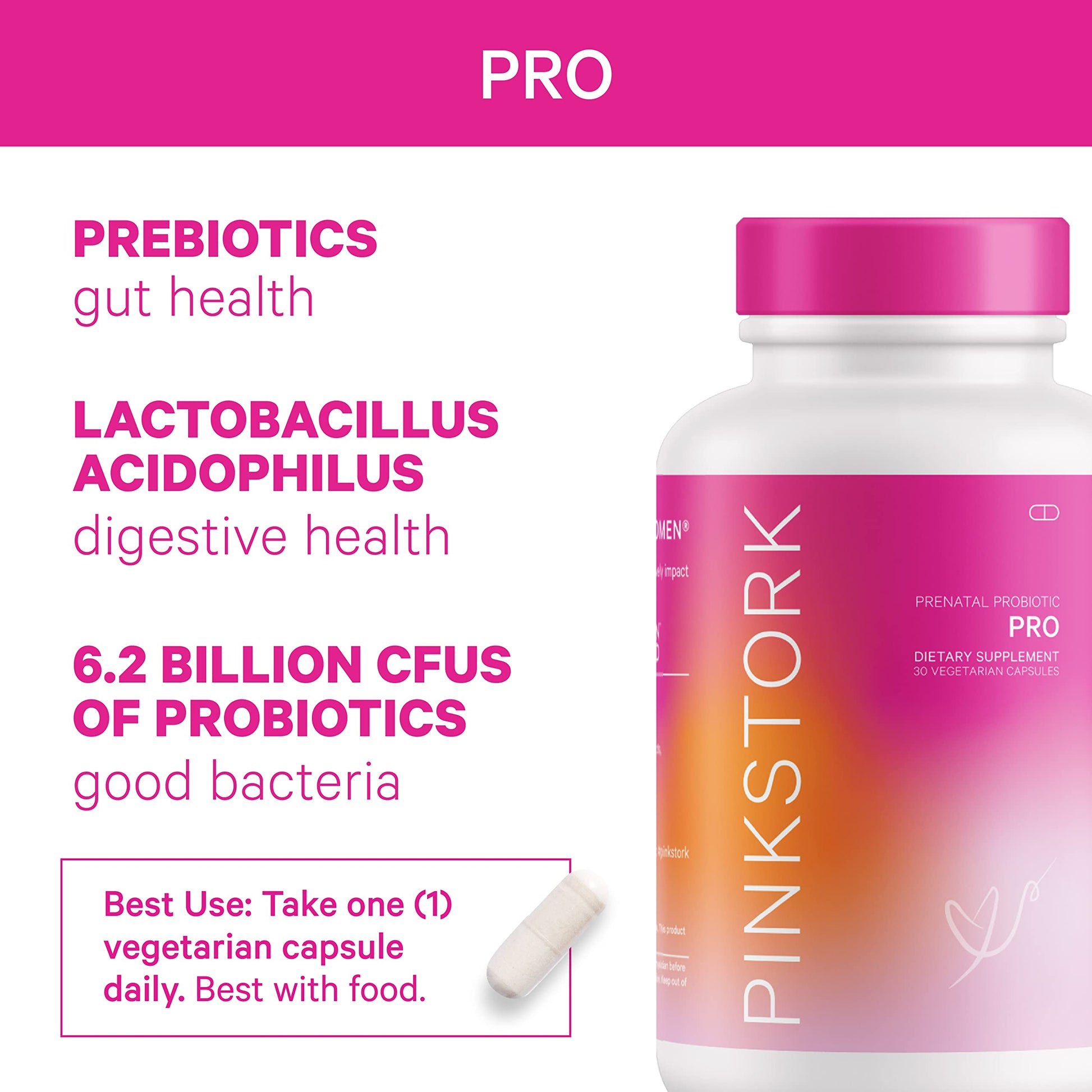 Pink Stork Ultimate Prenatal Vitamin Trio: Total Prenatal + Pro + Folate, Pregnancy Probiotic for Women Pink Stork