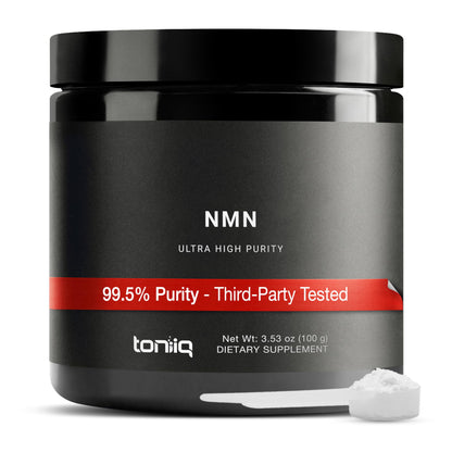 Toniiq Ultra High Purity NMN Powder - 100 Grams - 99.5% Highly Purified and Highly Bioavailable - Fully Stabilized Formula - Supports NAD+ Levels - Nicotinamide Mononucleotide Powder Supplement ToniiqBuy Supplements Australia