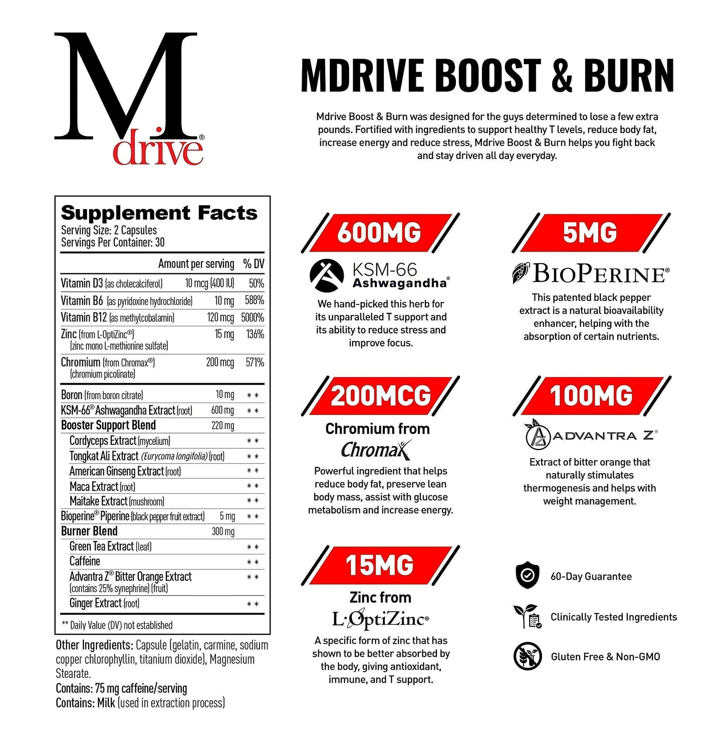 Mdrive Boost & Burn for Men Start Everyday Nutrition & Protein Powder - Natural Energy Mdrive