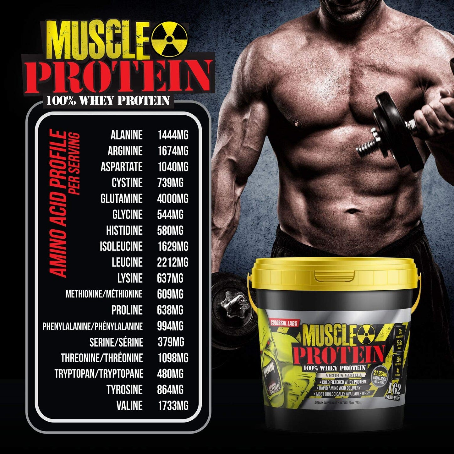 Colossal Labs Whey Protein Blend [12 Pounds/Pack of 1]–Vicious Vanilla, Cold Filtered COLOSSAL LABSBuy Supplements Australia
