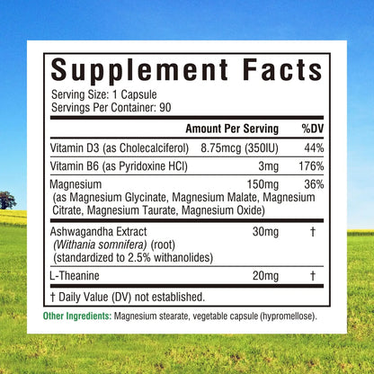 Innate Vitality Magnesium Complex, Magnesium Glycinate Citrate Malate Taurate with Ashwagandha L-Theanine Vitamin D3 & B6, High Absorption, Full Spectrum, Bones Stress Sleep Support, 90 caps Innate Vitality buy supplements Au