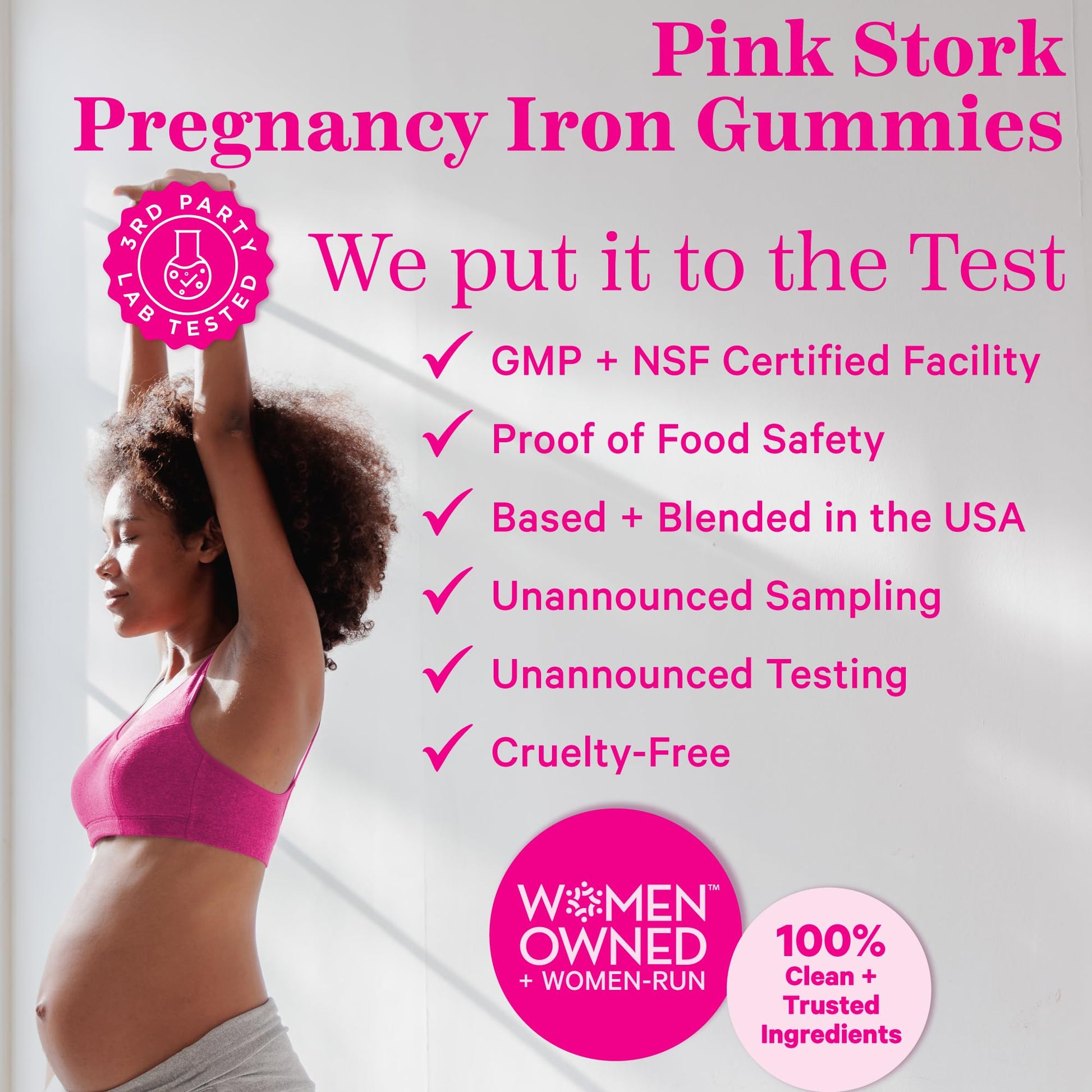 Pink Stork Prenatal Iron Supplement Gummies for Women - 20 mg Iron Gummy with Vitamin C Pink Stork