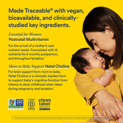Ritual Postnatal Mom-to-Baby Set, Postpartum Multivitamin and Natal Choline Supplements, Supports Lactation, Immune Function, and Baby's Cognitive Function RitualBuy Supplements Australia