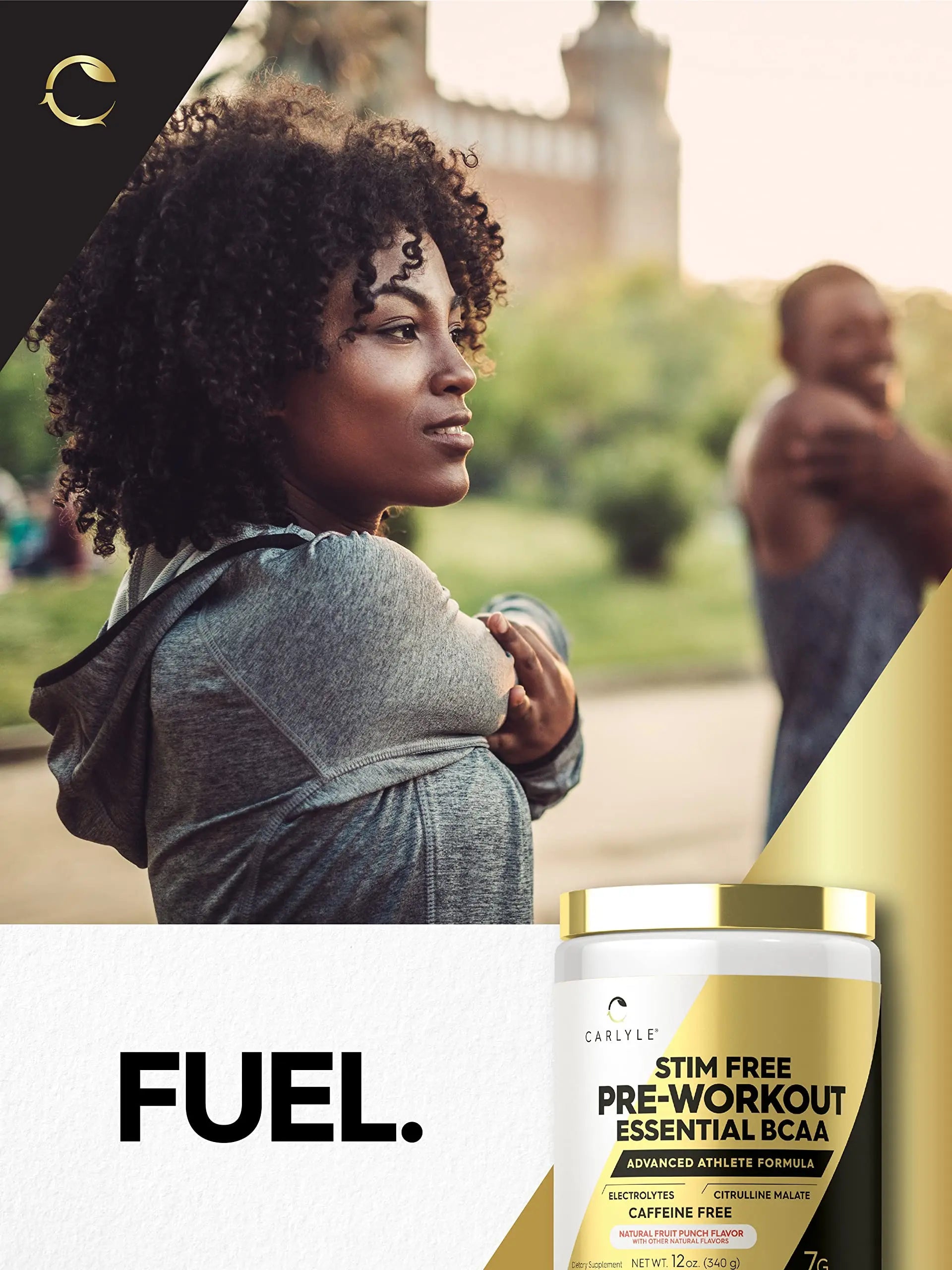 Carlyle Stim Free Pre Workout Powder | BCAA Amino Acids | 7g BCAA | Fruit Punch Flavor Carlyle