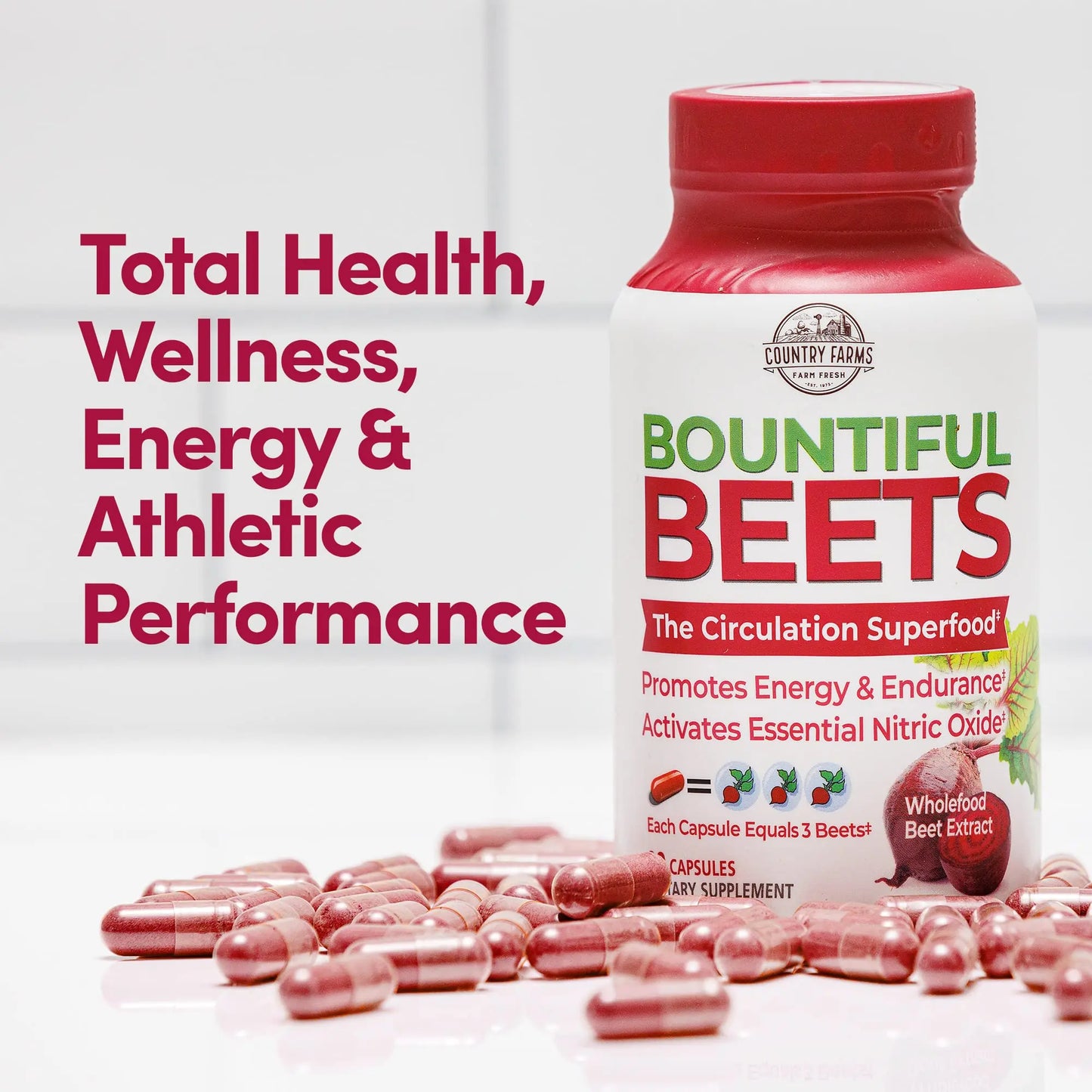 COUNTRY FARMS Bountiful Beets Root Capsules, Wholefood Beet Extract Superfood COUNTRY FARMS
