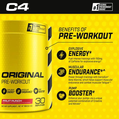 Cellucor Pre Workout & BCAA Bundle, C4 Original Pre Workout Powder, Fruit Punch Scivation