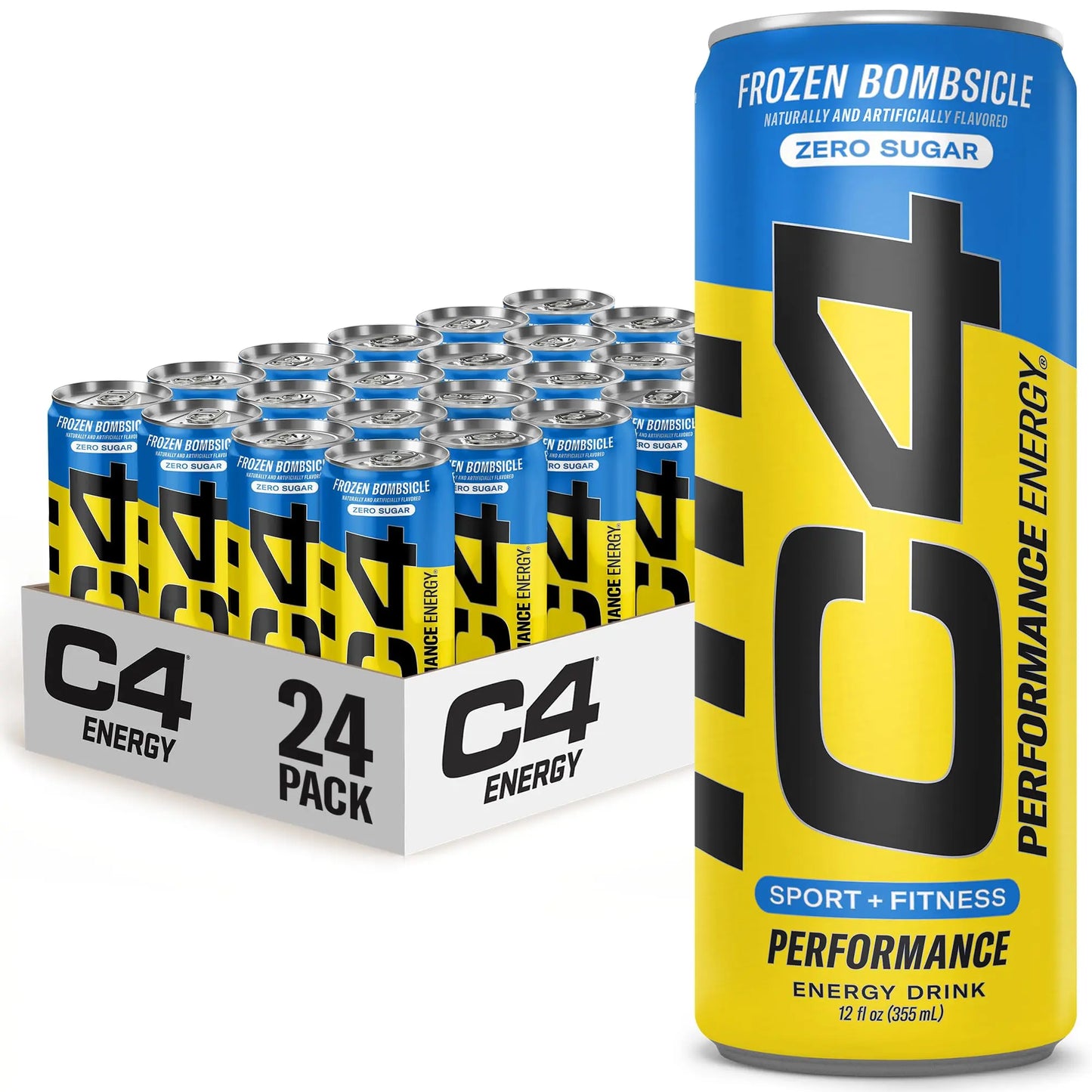C4 Energy Drink 12oz (Pack of 24) - Frozen Bombsicle - Sugar Free Pre Workout Performance Cellucor
