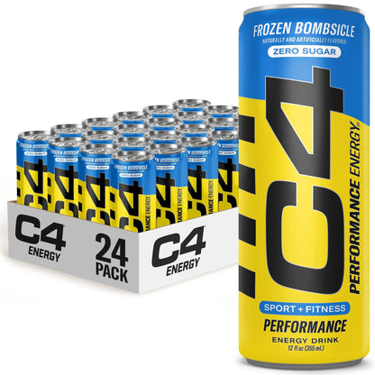 C4 Energy Drink 12oz (Pack of 24) - Frozen Bombsicle - Sugar Free Pre Workout Performance Cellucor