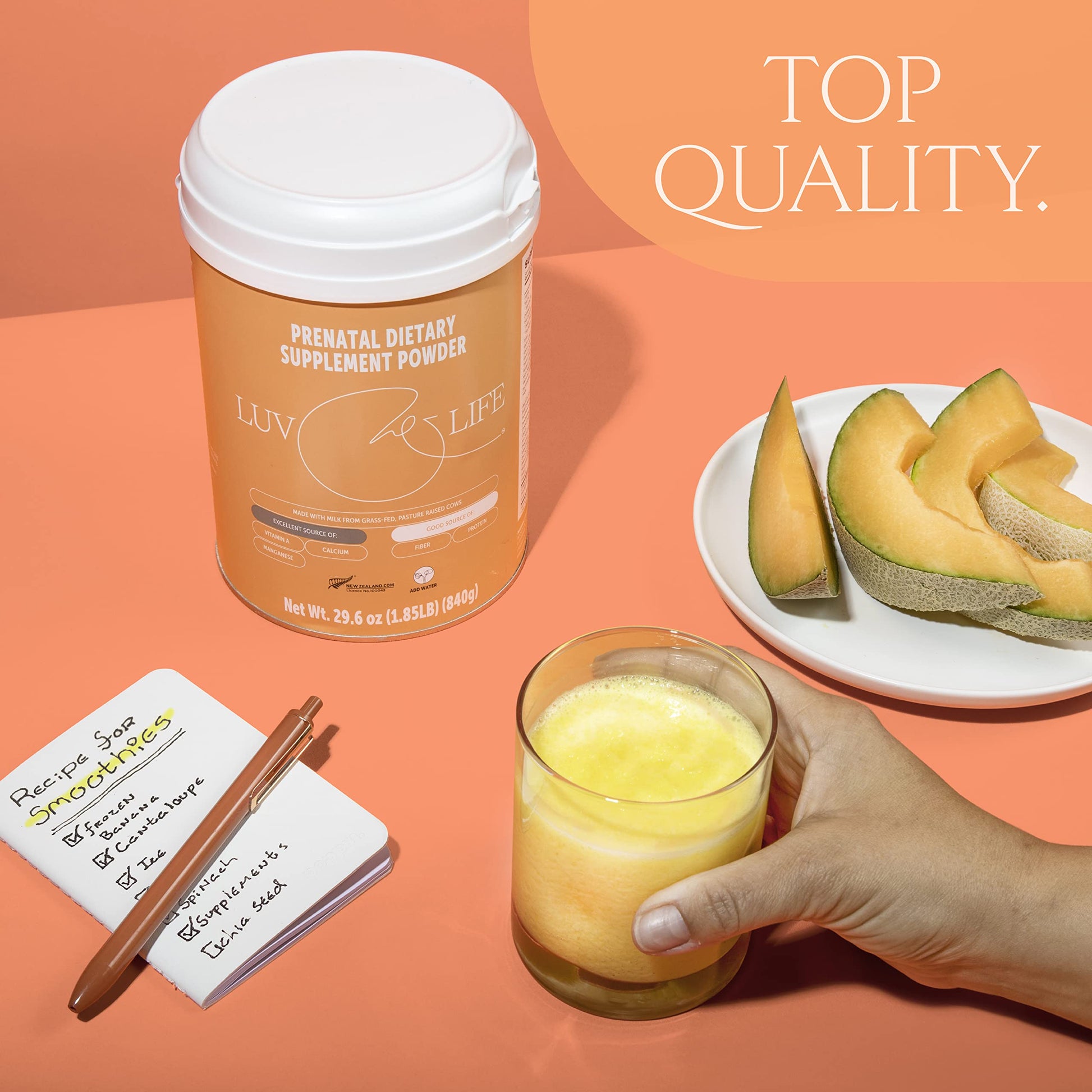 LUV&LIFE Prenatal Vitamin Supplement Powder Vanilla Flavored Contains Protein and Fiber LUV&LIFE