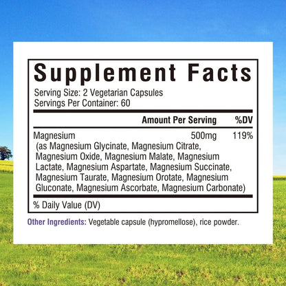 Innate Vitality 12-in-1 Magnesium Complex, 500 mg Elemental Mag, with Magnesium Glycinate Malate Taurate Aspartate & More, Innate Vitality