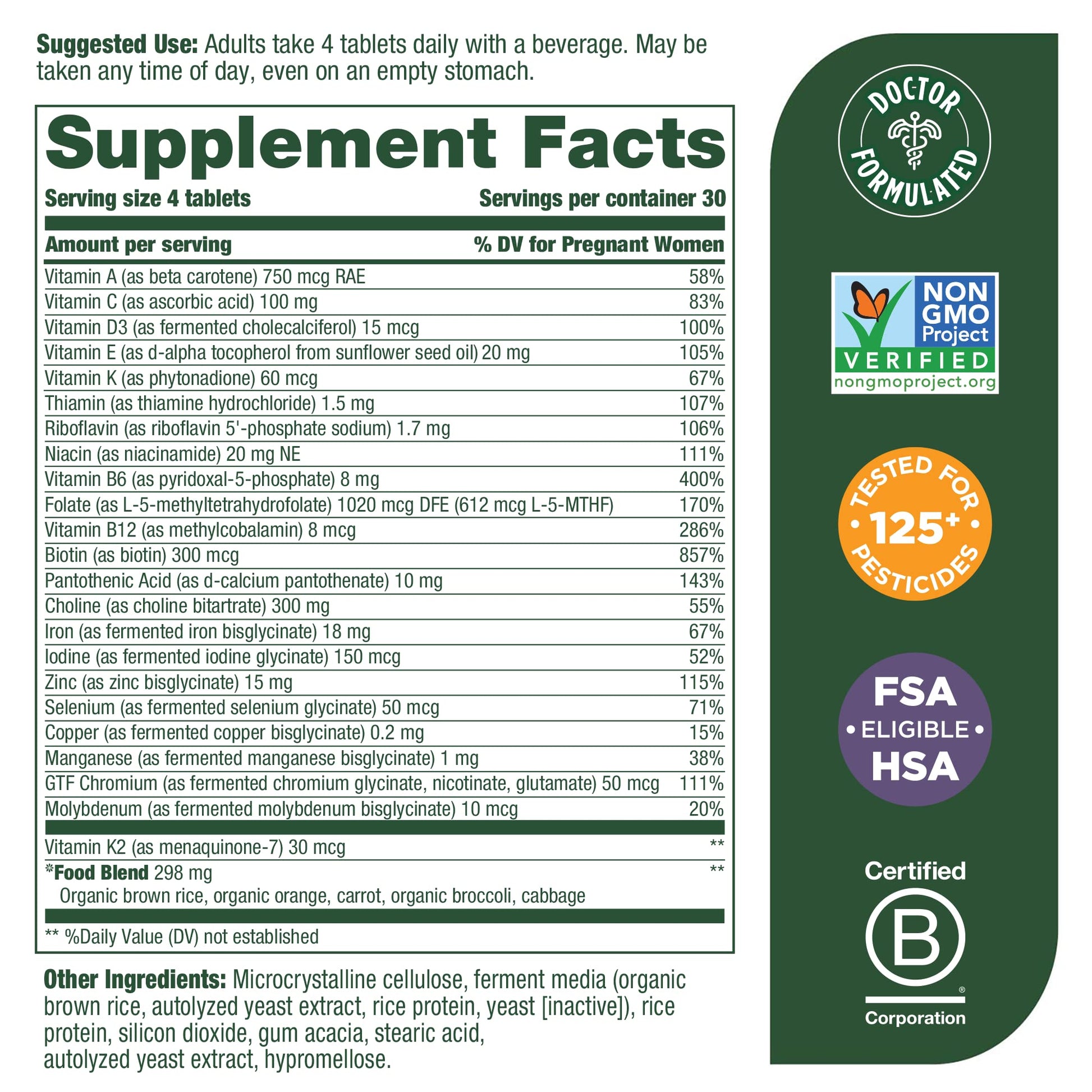 MegaFood Baby & Me 2 Prenatal Vitamin & Minerals - Vitamins for Women - with Folate MegaFood