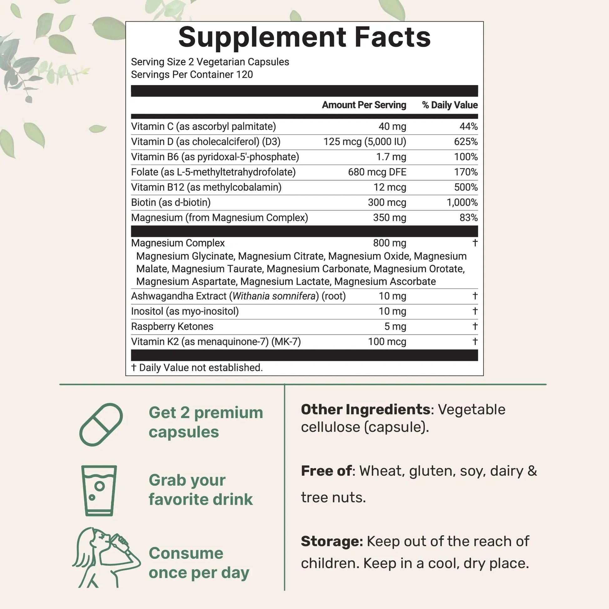 Magnesium Complex for Women, 240 Vegetarian Capsules | 20-in-1 Formula - Magnesium Blend with Vitamin D3, K2 Micro Ingredients