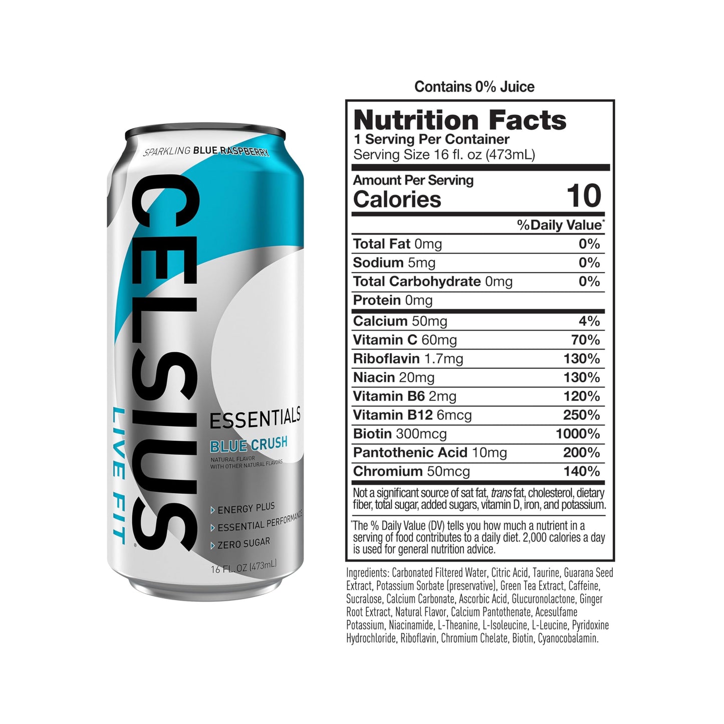 CELSIUS ESSENTIALS, Sparkling Blue Crush, Performance Energy Drink 16 Fl Oz (Pack of 12) CELSIUSBuy Supplements Australia