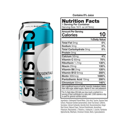 CELSIUS ESSENTIALS, Sparkling Blue Crush, Performance Energy Drink 16 Fl Oz (Pack of 12) CELSIUSBuy Supplements Australia