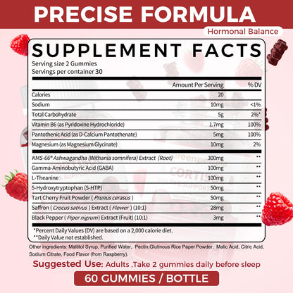 GREENPEOPLE Cortisol Supplements for Women & Men - Cortisol Reducer Detox Manager w/KSM-66 Ashwagandha/Magnesium/L-theanine/GABA/Vitamin B6 for Mood/Sleep/Stress Relief 60 CT Raspberry Flavor Gummies GREENPEOPLEBuy Supplements Australia