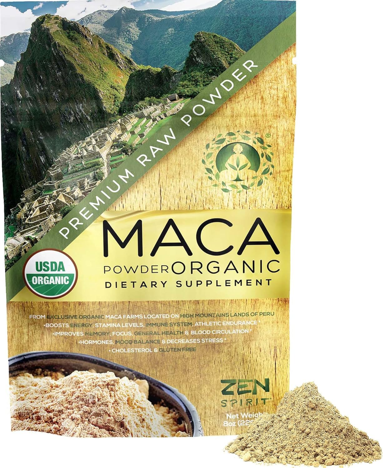 Zen Spirit Maca Root Powder Organic - Peruvian Root Premium Grade Superfood (Raw) Zen Spirit
