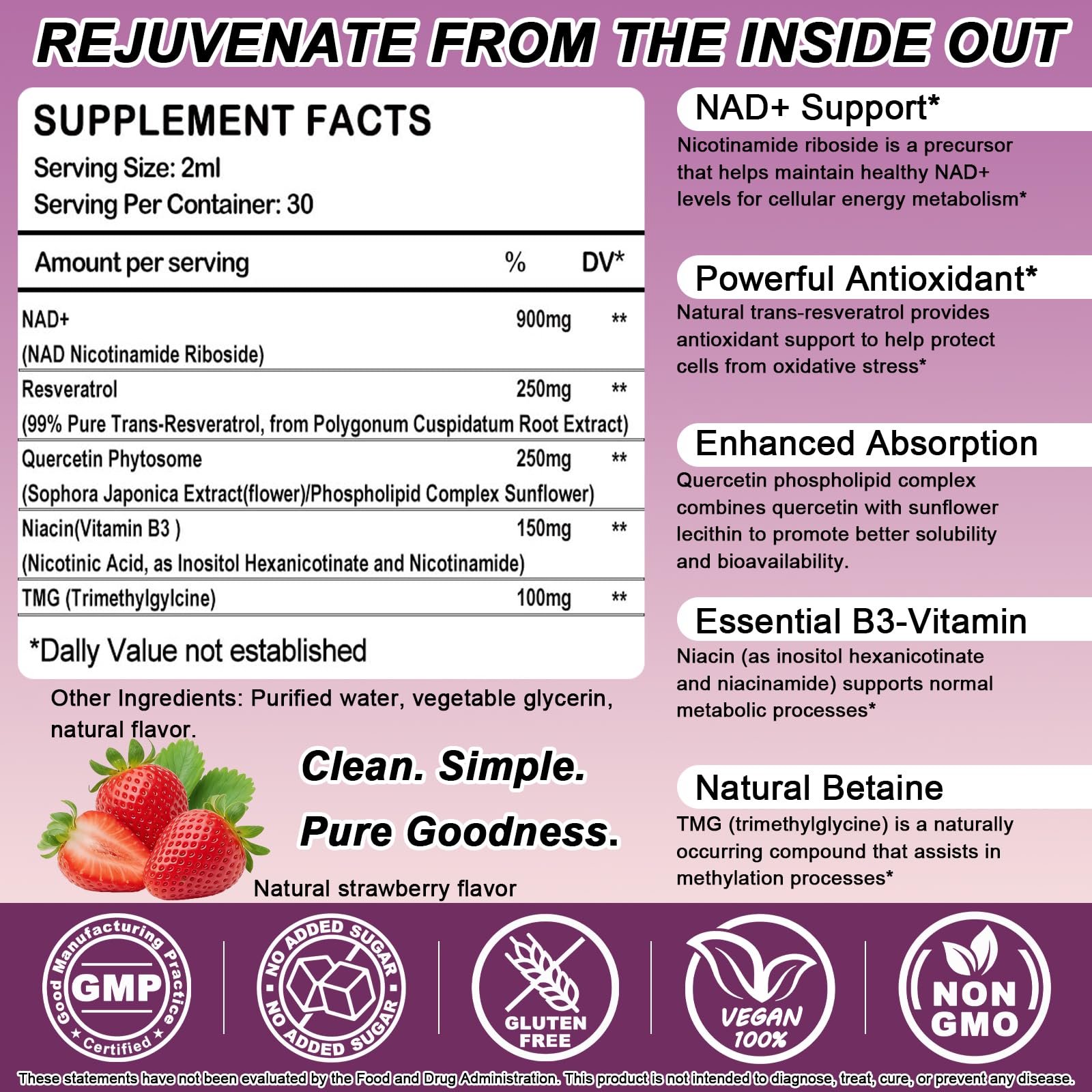 NAD+ Supplements for Men & Women, Extra Strength NMN Alternative Liposomal Nad⁺ Supplement with Resveratrol Quercetin for Cellular Energy & NAD+ Levels, Fast Absorption Liquid NAD Plus丨NON-GMO, 2Fl Oz WellVeraVidaBuy Supplements Australia