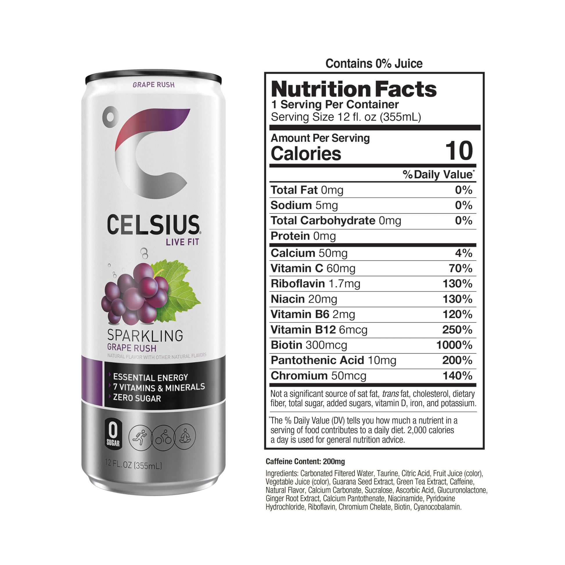 CELSIUS Sparkling Grape Rush, Functional Essential Energy Drink 12 Fl Oz (Pack of 12) CELSIUSBuy Supplements Australia
