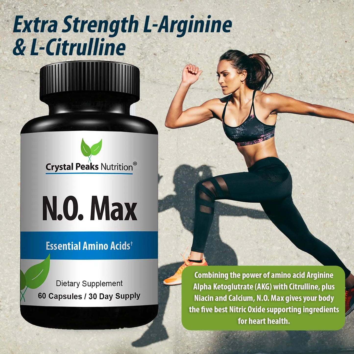 CRYSTAL PEAKS NUTRITION N.O. Max Nitric Oxide Supplement - L Arginine, Citrulline CRYSTAL PEAKS NUTRITION