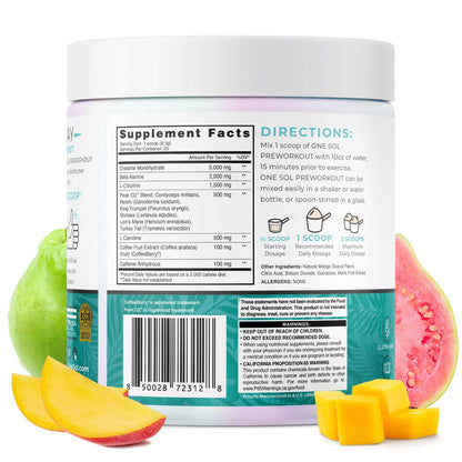 One Sol Pre-Workout for Women, Enhanced Pump & Focus, No Jitters Or Crash, Natural One Sol