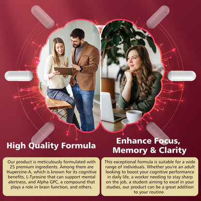UIMISX Brain Supplement for Mental Alertness, Memory, Focus & Energy, Alpha GPC, Huperzine-A, L-Tyrosine, Phosphatidylserine, Vitamins B6 B12, High Absorption, 90 Capsules UIMISXBuy Supplements Australia