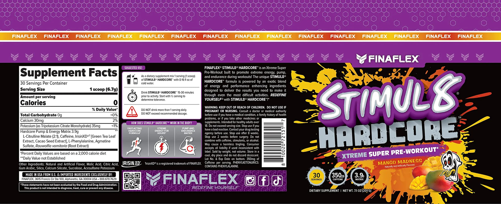 FINAFLEX STIMUL8 Hardcore, Mango Madness - Extreme Energy, Strength & Endurance FINAFLEX