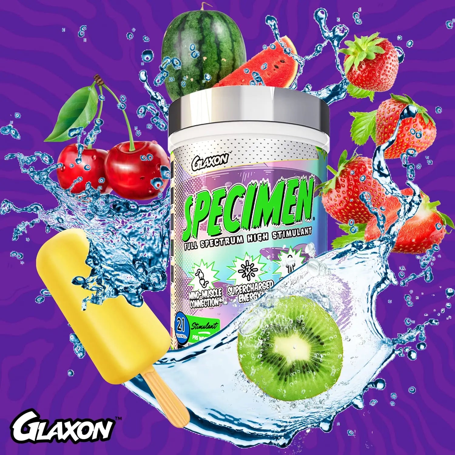 Glaxon Specimen High Stimulant Pre Workout Powder, Preworkout with 300mg Caffeine Glaxon