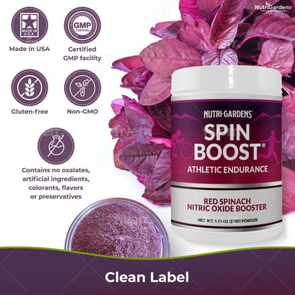 Nutrigardens Spin Boost Nitric Oxide Red Spinach Nitrate Pre-Workout Powder Concentrated Nutrigardens