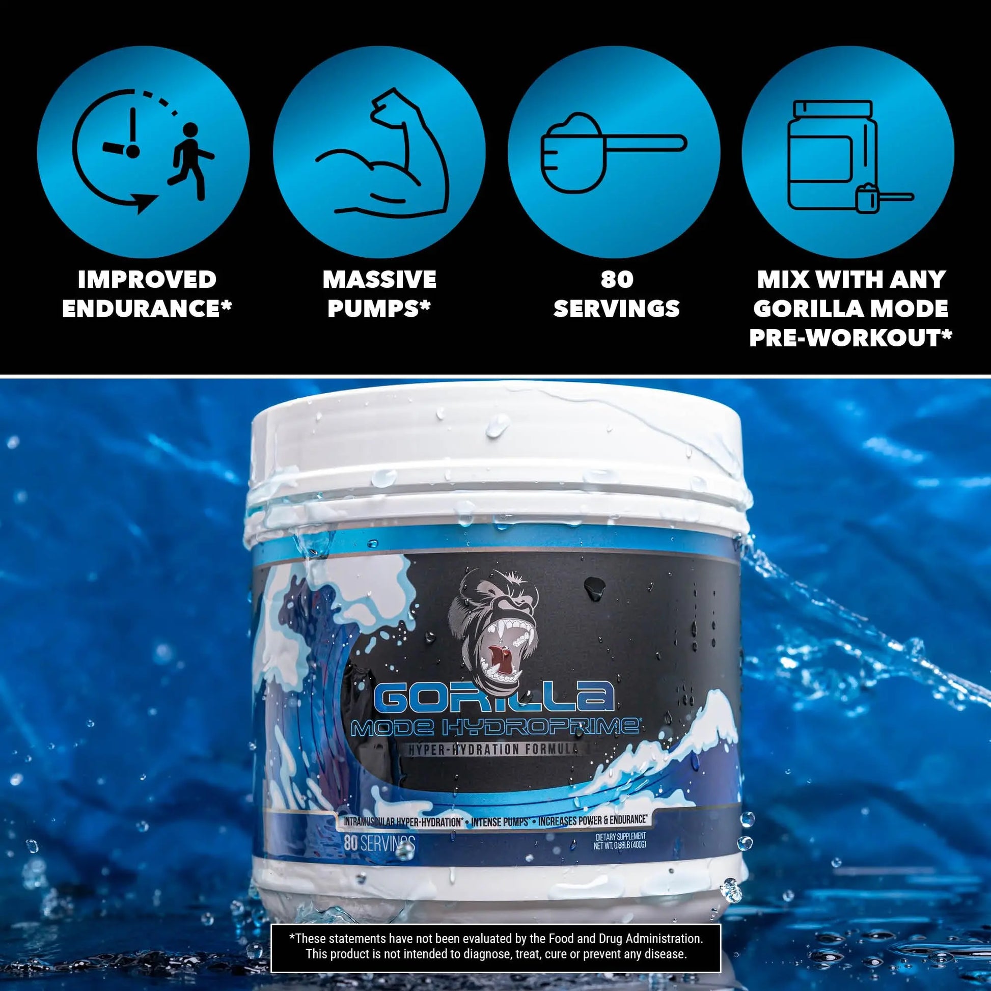 Gorilla Mind Hydroprime Glycerol Pre-Workout - Hydrating Pre-Workout Formula for Intense Gorilla Mind