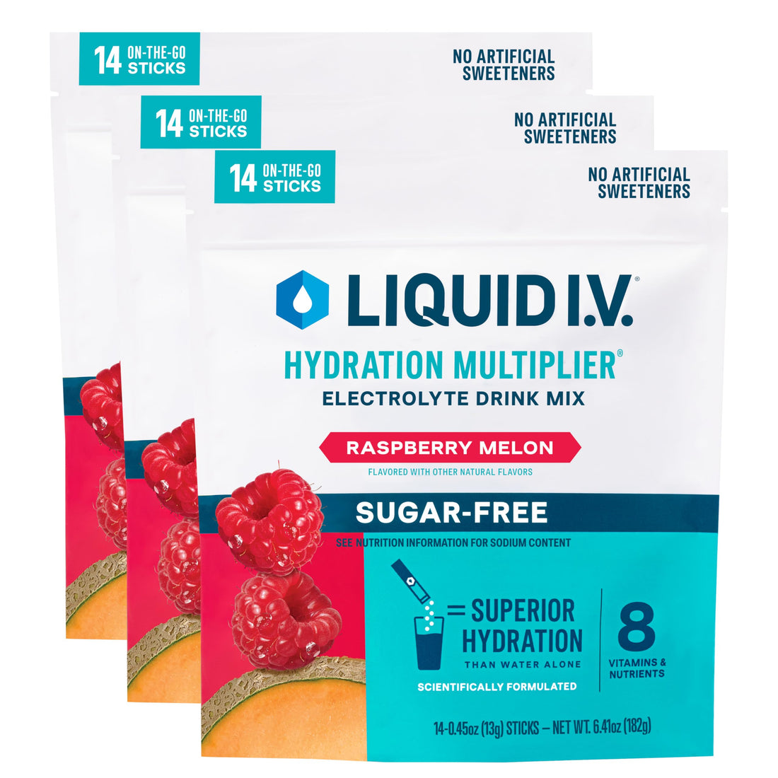 Liquid I.V.® Hydration Multiplier Sugar-Free - Raspberry Melon | Electrolyte Powder Drink Mix | 3 Pack (42 Servings) Liquid I.V.Buy Supplements Australia