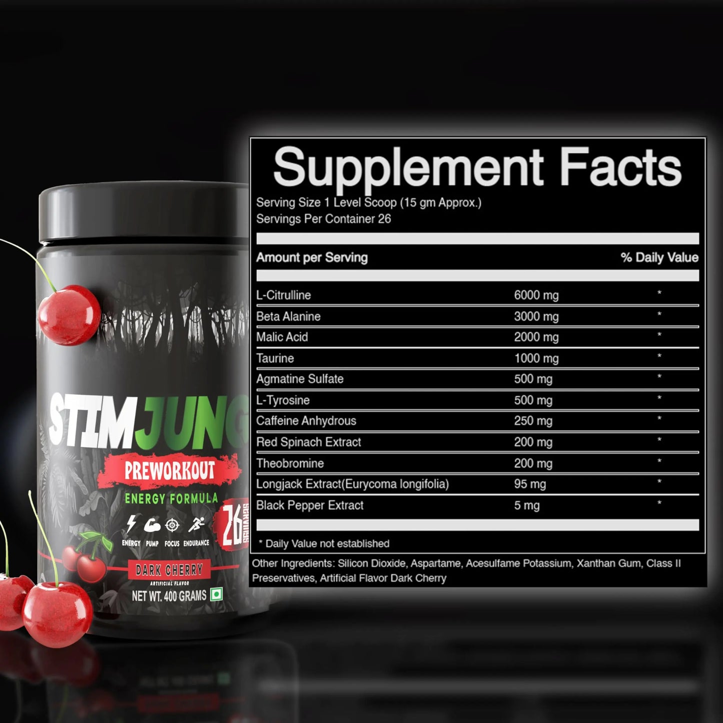 STIMJungle Essential Preworkout •Insane Energy •6G L-Citrulline •3G Beta Alanine STIMJungle