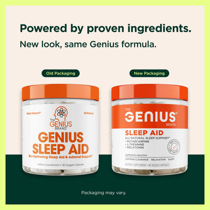 Genius Sleep AID - Smart Sleeping Pills Supplement - Relaxation Enhancer and Mood Support w/Inositol, L-Theanine & Glycine - 40 Capsules The Genius BrandBuy Supplements Australia