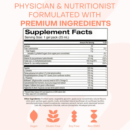 Healthycell Focus & Recall, Daily Liquid Brain Supplement for Focus & Memory - Nootropics Supplement for Concentration & Alertness with L-Theanine, Omega-3 & Taurine - 14 Gel Packs HealthycellBuy Supplements Australia