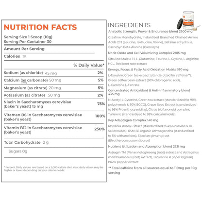 EnergyFirst Prefuel Pre-Workout Powder, Orange Flavor, Boost Energy, Creatine Monohydrate EnergyFirst