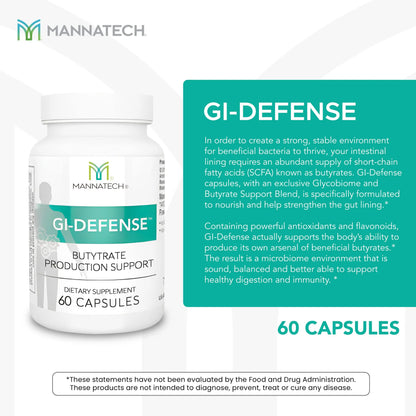 Mannatech Butyrate Supplement - Supports Gut Barrier Function, Intestinal Health, and Digestive Comfort - Promotes Short Chain Fatty Acid Production, Immune Support Supplement GI-Defense 60 Capsules Mannatech buy supplements Au