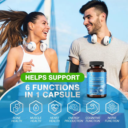 ASSR Triple Magnesium Complex – 300mg Magnesium Supplement with Glycinate, Malate & Citrate – Supports Relaxation, Muscle & Nerve Function ASSR